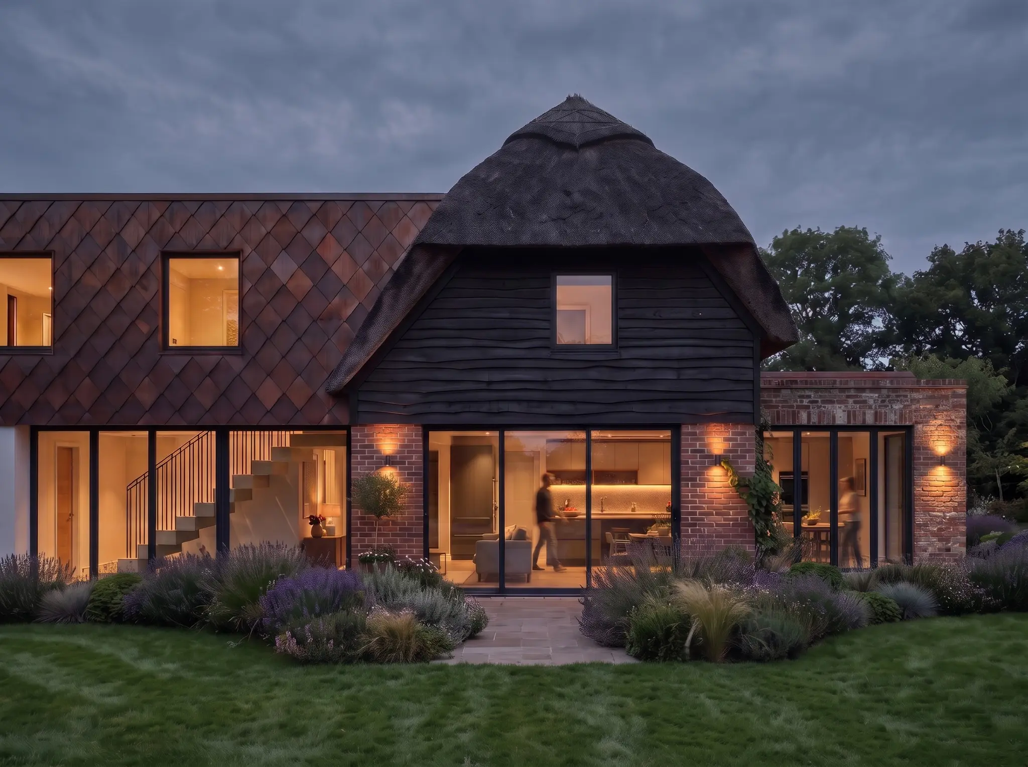 Mistletoe Cottage extension proposal at dusk
